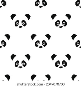 
Panda face vector seamless pattern on a white background, print for clothes, paper, fabric