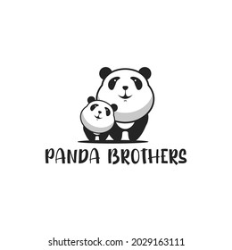 panda family cartoon zoo mascot logo