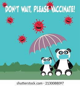 Panda family reminding us to vaccinate before it is too late