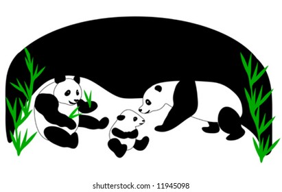 Panda Family vector is hand drawn original artwork.