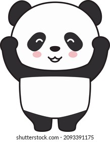 Panda siente una gran alegría. Ilustración vectorial aislada en un fondo blanco.