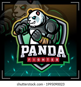 Panda fighter mascot. esport logo design