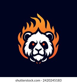 Panda Fire Head Logo Vector Template