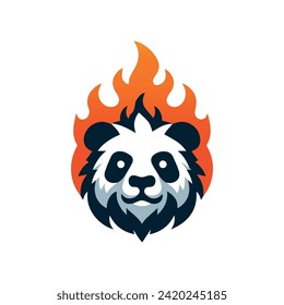 Panda Fire Head Logo Vector Template
