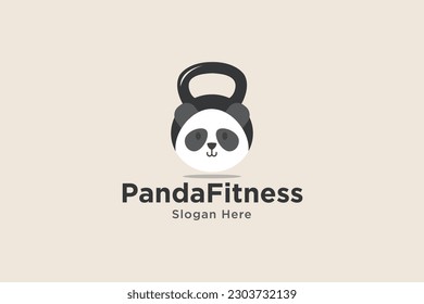 Panda Fitness logo design template element vector suitable for fitness business kids vector