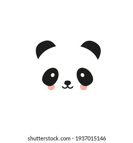 Panda flat icon. Bear panda logo. Black and white.Vector illustration, flat design