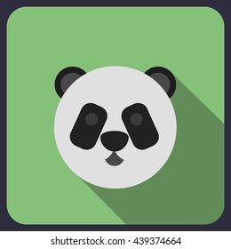 panda flat icon with long shadow
