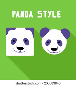 Panda flat icons. Vector illustration.