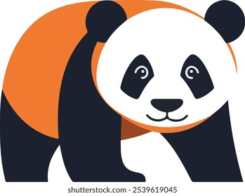 Panda flat vector, simple minimal illustrate