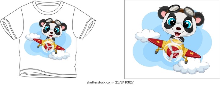 panda fly plan t-shirt design background color is a white and t-shirt color is a white beautiful color and beautiful design
