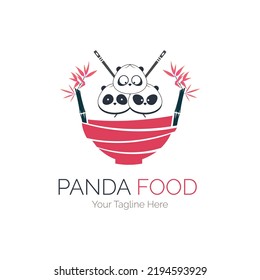 Panda food mug bamboo restaurant logo template design for brand or company and other