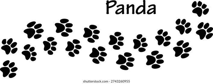 Panda Footprint Silhouette Vector Set – Cute Bear Paw Print Track Icons EPS