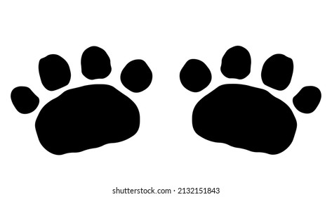 Panda footprint track. Bear paw  step in black color