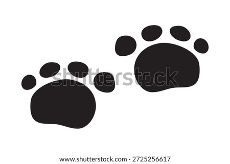 Panda footprint track. Bear paw  step in black color