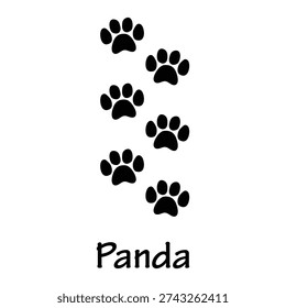 Panda Footprint Vector Icon Set – Cute Bear Paw Print Silhouette Collection EPS
