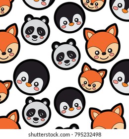 panda fox penguin cute animals pattern image 