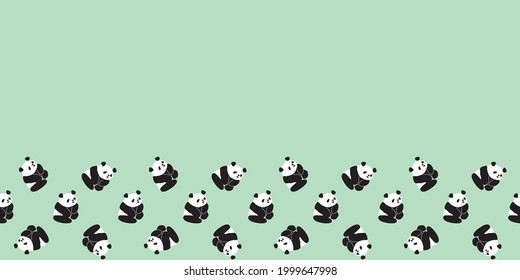 Panda Frame Border Seamless Pattern. Vector illustration. Great for birthday, party, gift wrapping, wallpaper, textile and scrapbook 