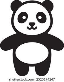 A Panda full body icon, silhouette style  minimalist, white background