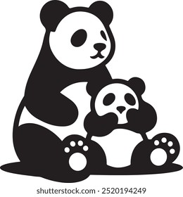 A Panda full body icon, silhouette style  minimalist, white background
