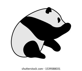 panda full body vector design. Simple panda bear for sticker, icon, logo etc. Black and white illustration
