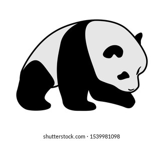 panda full body vector design. Simple panda bear. black and white illustration