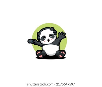 Panda Game And Happy Illustration