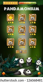 Ilustración de plantillas de juego de panda