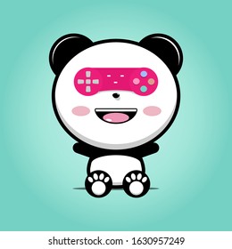 Panda Gamer geek cartoon mascot vector design.