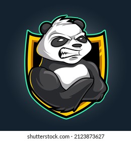 Panda Gaming Mascot Logo Isolated