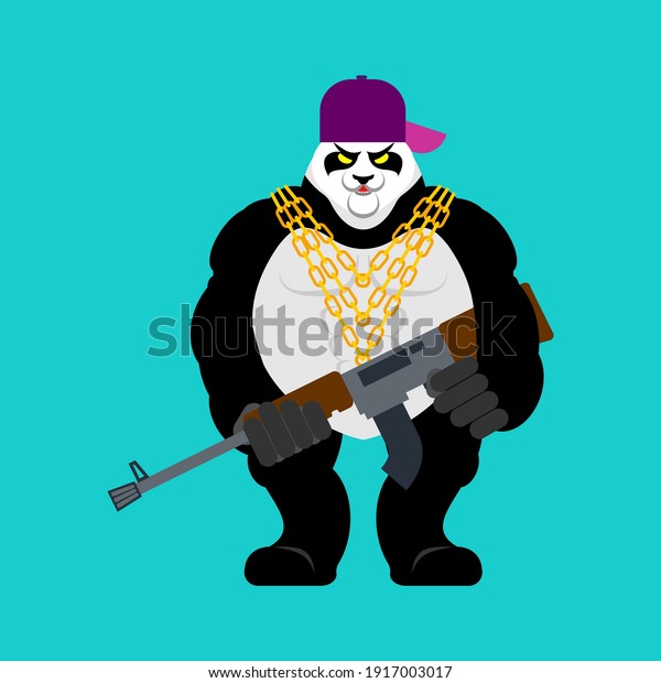 Panda Gangster Bandit Cool Bear Swag Stock Vector (Royalty Free) 1917003017