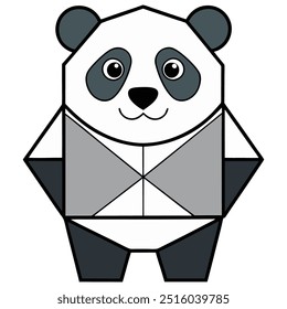 Panda in geometric shapes on white