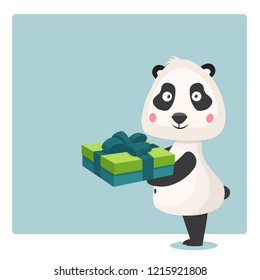 panda with gift vector