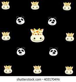 panda and giraffes pattern . Vector illustration