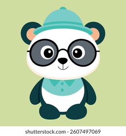panda with glass chill enjoying beach