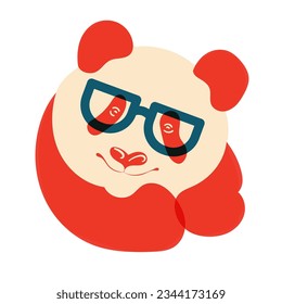 Panda in glasses. Avatar, badge, poster, logo templates, print. Vector illustration in a minimalist style  with Riso print effect. Flat cartoon style