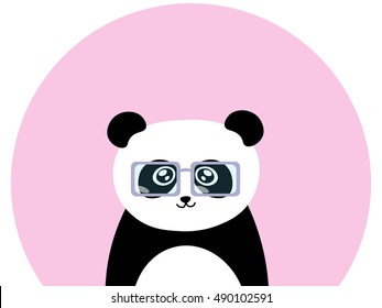 panda in glasses. black and white bear. vector. illustration. panda cartoon.