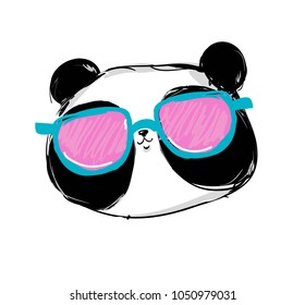 panda with glasses, stylish bear panda illustration, sunglasses trend vector illustration, Cool Bear.