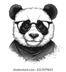 Panda in glasses, vector illustration
