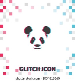 Panda  glitch effect vector icon.