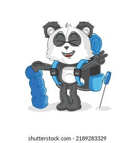 the panda go camping mascot. cartoon vector