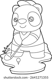 Panda Golf Golf clubs Animal Vector Graphic Art Illustration