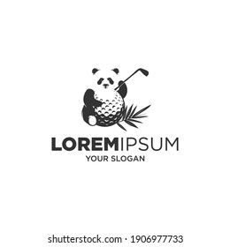 panda and golf silhouette vector logo