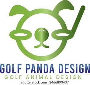 Panda golf vector logo design for download