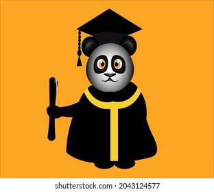 PANDA GRADUATION ICON LOGO IN VECTOR