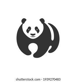 Panda graphic icon. Panda stylized sign isolated on white background. Bamboo bear symbol. Vector Illustration