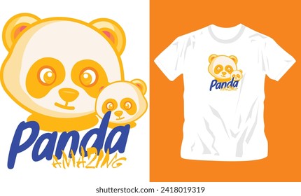panda graphics t-shirt design ready to print for kids