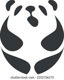 panda gray vector logo art