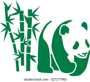 Panda with green bambus