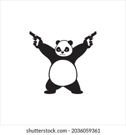panda gun black and white vector