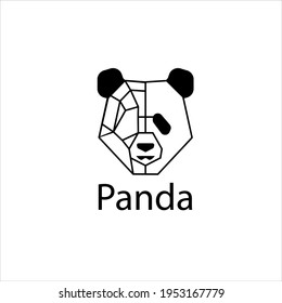 Panda, half of the face is drawn by simple lines, another half of the polygons